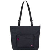 Roka Trafalgar Medium All Black Pink Label Recycled Canvas Crossbody Bag - Black/Pink