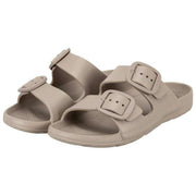 Totes SOLBOUNCE Double Buckle Sliders - Taupe Beige