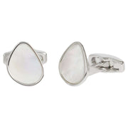 Simon Carter Organic Pebble Mother of Pearl Cufflinks - White