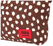 Roka Maida Vale Small Cotton Canvas Pouch - Brown Dot