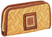 Campomaggi Veracruz Straw Leather Purse - Natural Beige/Cognac Tan