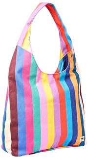 Roka Hoxton Large Cotton Canvas Shoulder Bag - Wide Multi Stripe