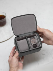 Stackers Zipped Medium Travel Watch Box - Slate Grey