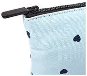 Roka Maida Vale Medium Cotton Canvas Pouch - Heart Print Blue