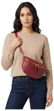 Elie Beaumont Woven Sling Bag - Oxblood Red