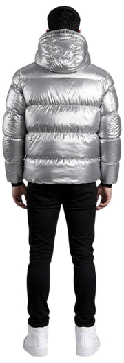 Helvetica Mountain Pioneers Cosmos Hooded Down Jacket - Silver