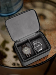 Stackers Zipped Medium Travel Watch Box - Slate Grey