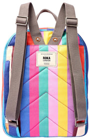 Roka Hampton Small Cotton Canvas Backpack - Wide Multi Stripe