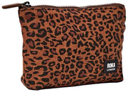 Roka Maida Vale Small Cotton Canvas Pouch - Mini Leopard Brown