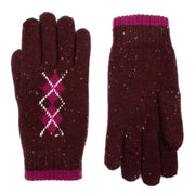 dents-argyle-marl-yarn-knitted-gloves---damson-burgundycassis-pink-34477620