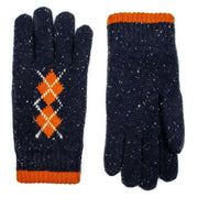 dents-argyle-marl-yarn-knitted-gloves---navypumpkin-orange-34477634