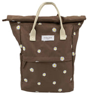 Kind Bag London Hackney Embroidered Medium Backpack - Cocoa Brown Daisy