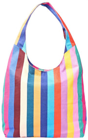 Roka Hoxton Large Cotton Canvas Shoulder Bag - Wide Multi Stripe