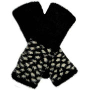 dents-spotted-feather-yarn-knitted-wrist-warmers---black-34477760