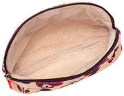 Elie Beaumont Serendipity Velvet Cosmetic Pouch - Coffee Geo Tulip Brown