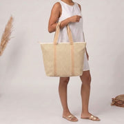 Elie Beaumont Summer Tote Bag - Gold Geometric Basketweave