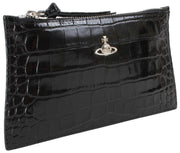 Vivienne Westwood Small Croc Flat Zip Clutch - Black