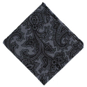 Michelsons of London Paisley Wool Pocket Square - Grey/Black