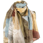 Michelsons of London Autumnal Geometric Scarf - Green/Yellow/Blue