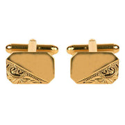 David Van Hagen Engraved Cufflinks - Gold