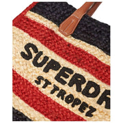 Superdry & Co Raffia Luxe Tote Bag - Eclipse Navy/Red/Ecru White