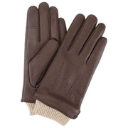 Isotoner Premium Rib Knit Cuff Leather Gloves - Brown