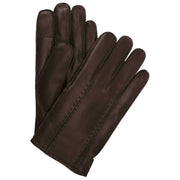 Isotoner Stitch Detail Leather Gloves - Chocolate Brown