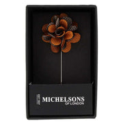 Michelsons of London Pin Dot Flower Lapel Pin - Orange