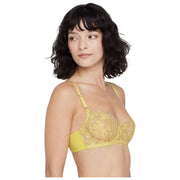 Skarlett Blue Entice Lace Balconette Bra - Canary/Nylon Tan