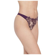 Skarlett Blue Entice Front Lace Thong - Majestic/Nylon Tan