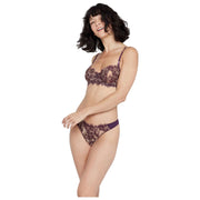 Skarlett Blue Entice Front Lace Thong - Majestic/Nylon Tan