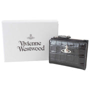 Vivienne Westwood Embossed Croc Slim Flap Card Holder Purse - Black