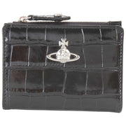 Vivienne Westwood Embossed Croc Slim Flap Card Holder Purse - Black