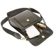 Alice Wheeler London Bloomsbury Cross Body Bag - Black Croc