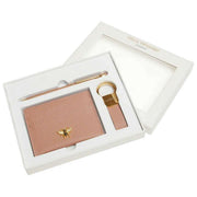Alice Wheeler London Bow Card Holder Key Ring and Pen Luxury Gift Set - Pink