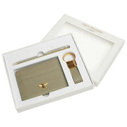 Alice Wheeler London Bow Card Holder Key Ring and Pen Luxury Gift Set - Pistachio Green