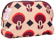 Elie Beaumont Serendipity Velvet Cosmetic Pouch - Coffee Geo Tulip Brown