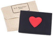 Elie Beaumont Heart Cardholder - Navy/Cerise Pink
