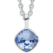 Beginnings Cushion Cut Crystal Pendant - Silver/Blue