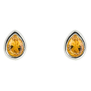 Beginnings November Semi-Precious Birthstone Earrings - Silver/Yellow