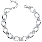 Beginnings Oval Textured Connection Link Bracelet - Silver