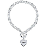 Beginnings Puff Heart T-Bar Chain Bracelet - Silver