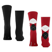 Burlington Everyday Argyle Mix 2-Pack Socks - Red Pepper/Black