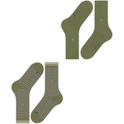 Burlington Everyday Stripe Mix 2-Pack Socks - Salvia Green