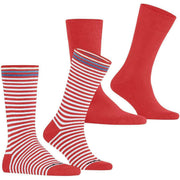 Burlington Everyday Stripe Mix 2-Pack Socks - Tulip Red