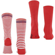 Burlington Everyday Stripe Mix 2-Pack Socks - Tulip Red