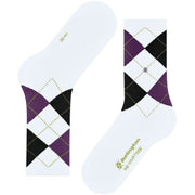 Burlington Rib Courtside Socks - White/Purple