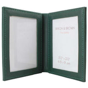 Byron and Brown Folding Nappa Leather 2 Fold 3.5 x 2.5 Travel Frame - Green