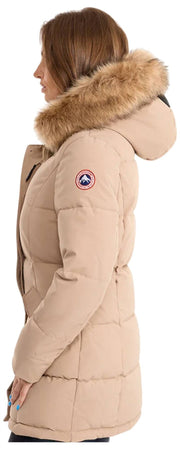 Helvetica Mountain Pioneers Sarah Hooded Parka Jacket - Taupe Beige