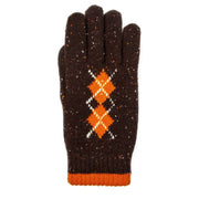 dents-argyle-marl-yarn-knitted-gloves---chocolate-brownpumpkin-orange-34477614
